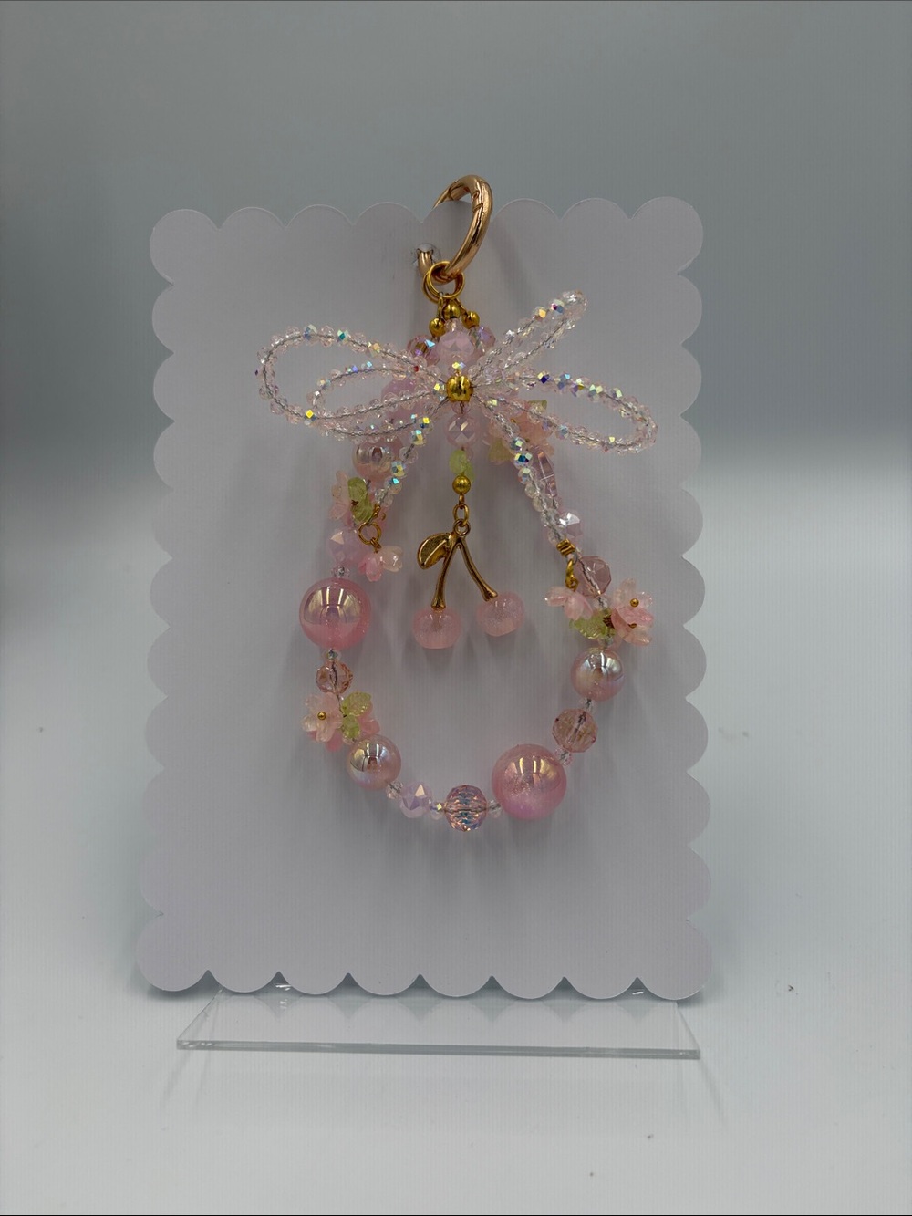Pink Beaded Bow Charm